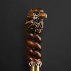 Eagle Head Walking Stick Hand Carved Wooden Cane Handmade Designer