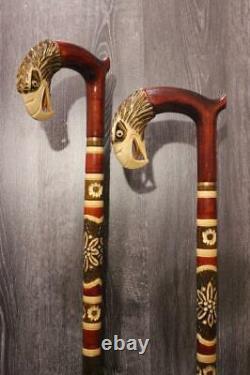 Eagle Wooden Cane Walking Stick Support Canes Handle Handmade Hand Carved New