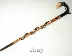 Eagle and Snake PERFECT HANDMADE CARVED WOODEN WALKING STICK CANE Exclusive