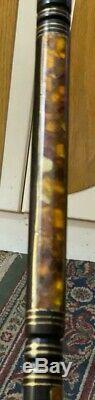 Ebony Carving Wood Canes Walking Stick Inlaid Yellow Copper FREE Shipping