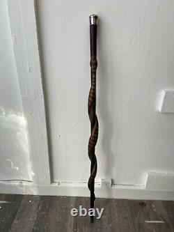 Edwardian Hand Carved Snakewood Cane/Walking Stick Silver 1904 By J. Howell & Co