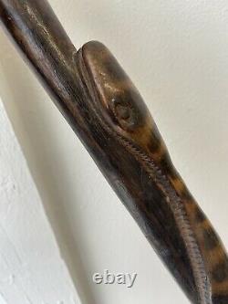 Edwardian Hand Carved Snakewood Cane/Walking Stick Silver 1904 By J. Howell & Co
