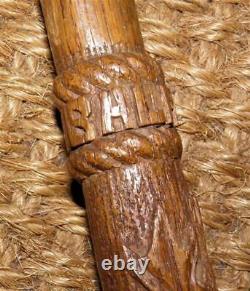 Edwardian Hand-Carved Walking Stick/Cane Scottish Thistle- Balmoral Caste 1905