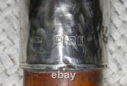 Edwardian Walking Stick / Cane Carved Labrador Dog Silver Collar Hallmarked 1908