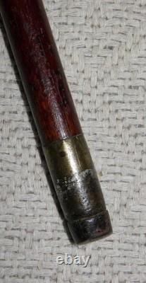 Edwardian Walking Stick / Cane Carved Labrador Dog Silver Collar Hallmarked 1908