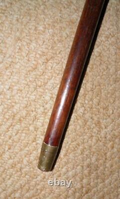 Edwardian Walking Stick Hand Carved Bulldog Head & Hallmarked 1902 Silver