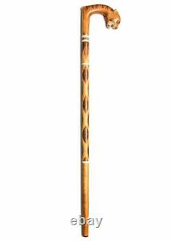 Elegant Tiger Walking Stick for Men, Beautiful Wooden Cane, Carved & Handmade