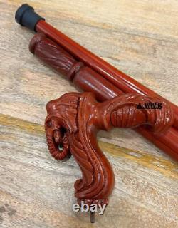 Elephant Cane Wooden Walking Stick Ergonomic Palm Grip Handle Wood Carved cane