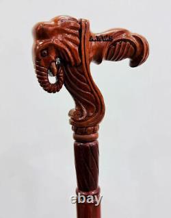 Elephant Cane Wooden Walking Stick Ergonomic Palm Grip Handle Wood Carved cane