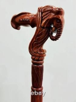 Elephant Cane Wooden Walking Stick Ergonomic Palm Grip Handle Wood Carved cane