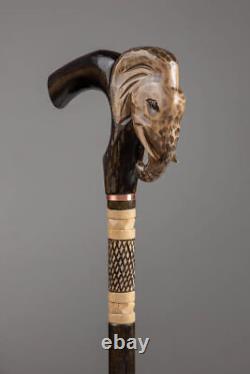 Elephant Hand walking cane for men Hand carved walking stick