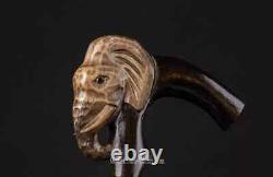 Elephant Head Wooden Walking Stick Hand Carved Walking Cane For Men Women Gift