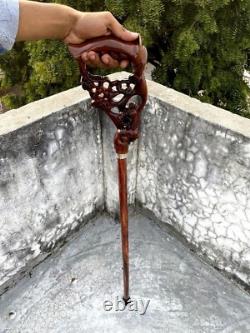 Ergonomic Palm Grip Wood Carved Goat Handle Handmade Wooden Walking Stick Cane