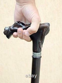 Exclusive Hand-Carved Wooden Cane for Men Nymph Fancy Walking Stick Unique