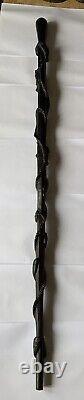 Exotic Wood Tribal African Walking Stick Hand-Carved-elephant- Fish. 105cm Long