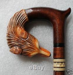 FOX Gorgeous 43 inches Hand Carved Wooden Art WALKING STICK Cane, for Tall Man