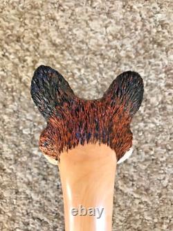 Fabulous Hand Carved Fox headed Hazel Shafted 51 Walking Stick by Ian Taylor