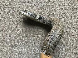 Fabulous Hand Carved Grass Snake Hazel Shafted 51 Walking Stick by Ian Taylor