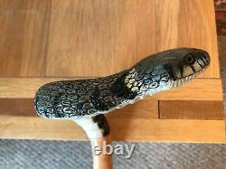 Fabulous Hand Carved Grass Snake Hazel Shafted 51 Walking Stick by Ian Taylor