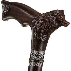 Fancy Carved Wolf Walking Cane Stick Wooden Stylish Men's Canes Sticks