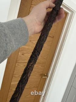Fantastic Antique Folk Art Hand Carved Walking Stick Faces & Snake Etc