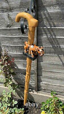 Fantastic Vintage Hand Carved Tiger Walking Stick (C1)