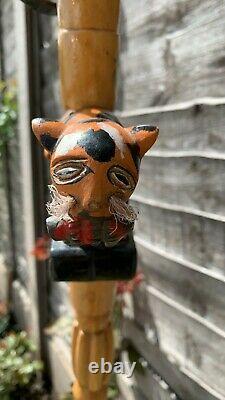Fantastic Vintage Hand Carved Tiger Walking Stick (C1)