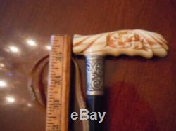 Fantastic, antique carved three bears walking stick, cane, 36 In, THE BEST