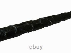 Fine Hand Carved Irish Bog Oak Tau Handle Walking Stick Cane c1900