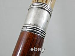 Finest Antique Walking Cane Stick Dear Antler H0rn Carved Handle Monkey & Snake