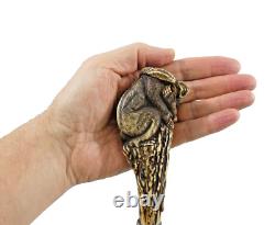 Finest Antique Walking Cane Stick Dear Antler H0rn Carved Handle Monkey & Snake