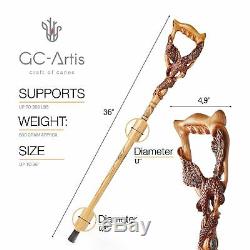 Fishing American Eagle Wood Carved Hand Crafted Walking Stick Cane gift for men