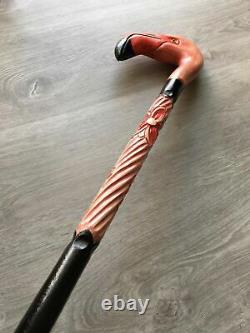 Flamingo Walking Stick Pink Handmade Wooden Cane for Gift Handcrafted Cain