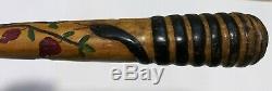 Folk art Walking Stick Snake & Vine Heavy Carved Oak