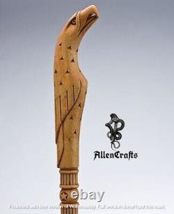 Folk art hiking stick inspired by historic carvings American Eagle walking Stick
