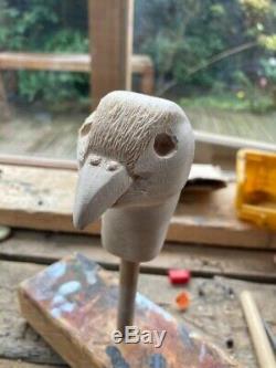 French Partridge Hand Carved in Lime wood Country Walking stick on Hazel Shank