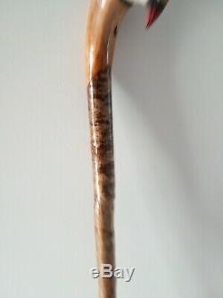 French (red leg) Partridge carved by hand on hazel shank, walking beating stick