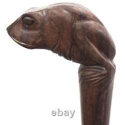 Frog Head Handle Walking Cane Hand Carved Wooden Walking Stick Christmas Gift