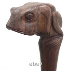 Frog Head Handle Walking Cane Hand Carved Wooden Walking Stick Christmas Gift