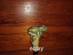 Frog wooden hand carved walking stick for men women walking cane animal gift