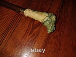 Frog wooden hand carved walking stick for men women walking cane animal gift