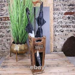 Gangotri Umbrella Stand Mango Wood Jali Leaf Design Cane Walking Stick Home