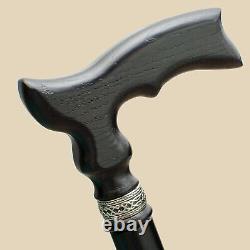 Gentleman Carved Classic Black derby finger Wood Walking Stick Style designer
