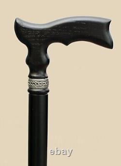 Gentleman Carved Classic Black derby finger Wood Walking Stick Style designer