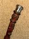 George VI Rustic Walking Stick Cane Silver Plated Top & Hand-Carved Fish Shaft