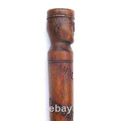 German World War I WWI Prisoner of War P. O. W Carved Wood Treen Stick Ypres 1919