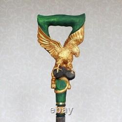 Golden Gryphon Cane Hand Carved Handle cane Hiking Wooden walking stick 37