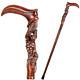 Grape & Vines Wooden Walking Cane Stick Hand Carved Comfortable handle quality
