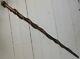 Great Folk Art Antique Carved Wood Cane Walking Stick Wound With Snake