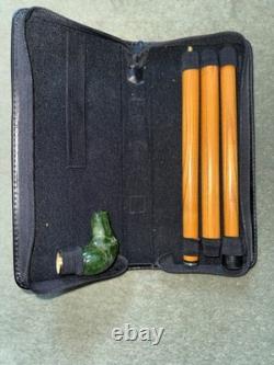 Green gemstone carved dog handle Walking stick / Cane